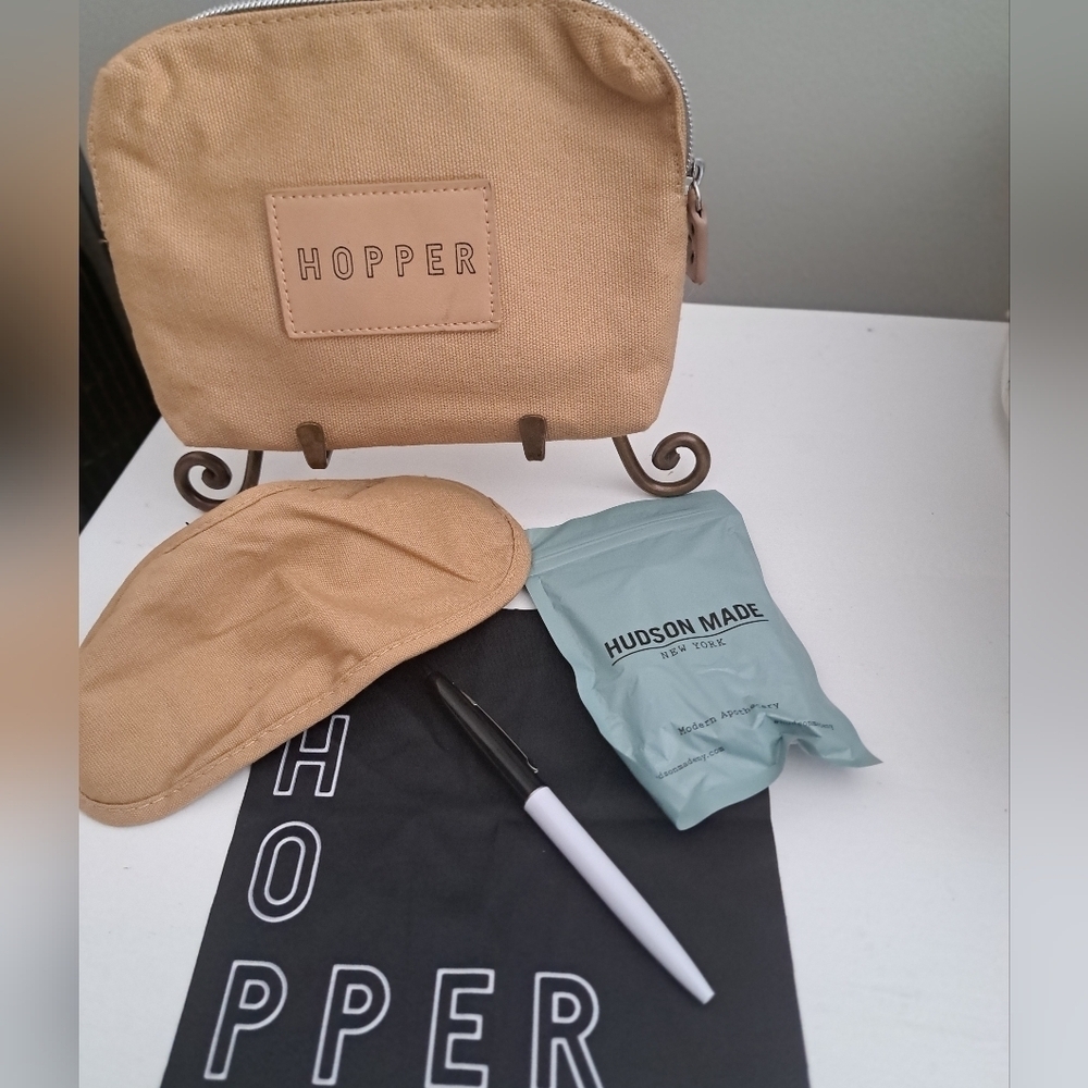 HOPPER JET BLUE amenity kit canvas cosmetic bag Hudson Made Morning shift